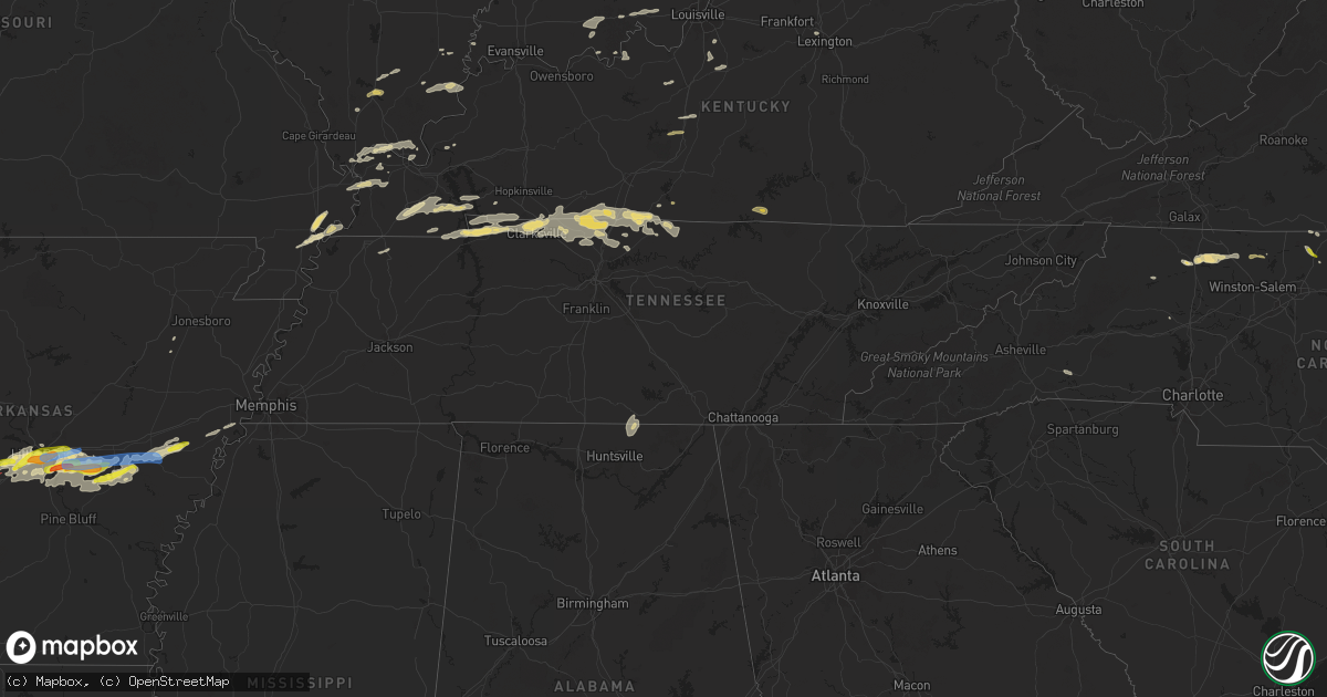 Hail map in Tennessee on May 7, 2024