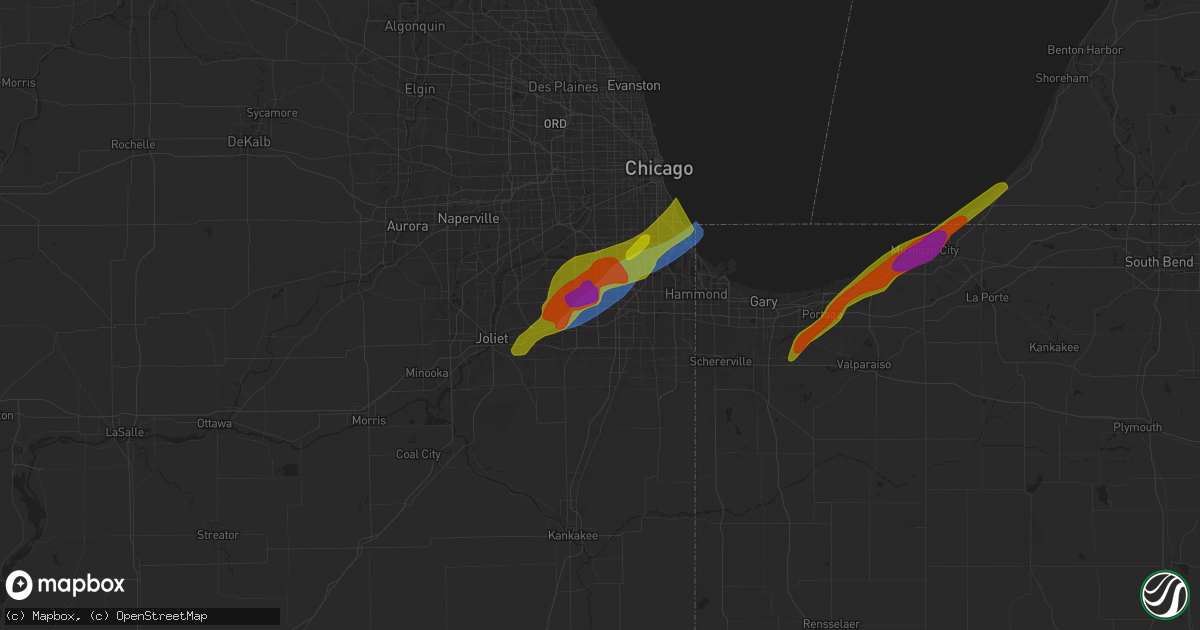 Hail map in Tinley Park, IL on May 7, 2024