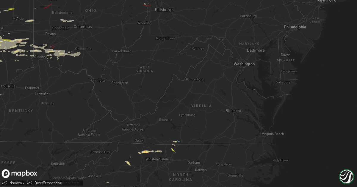 Hail map in Virginia on May 7, 2024