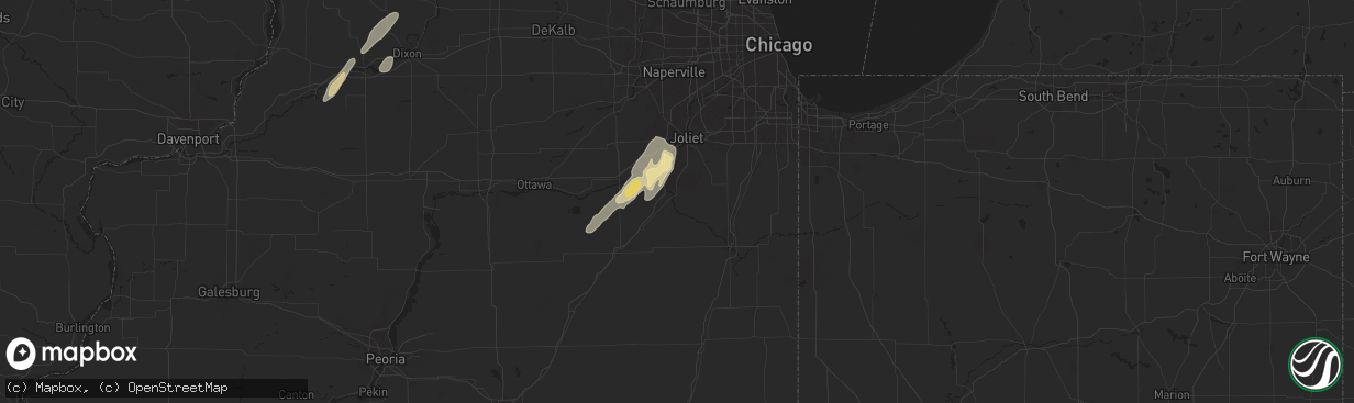 Hail map in Wilmington, IL on May 7, 2024