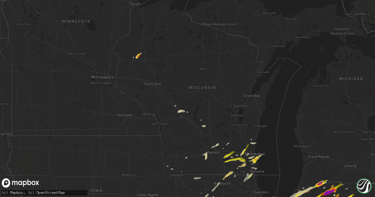 Hail map in Wisconsin on May 7, 2024