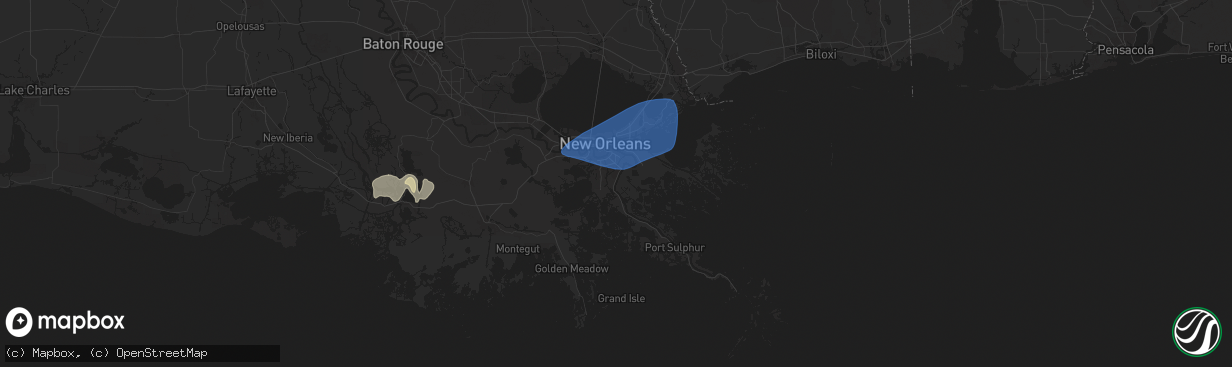 Hail map in Belle Chasse, LA on May 7, 2025