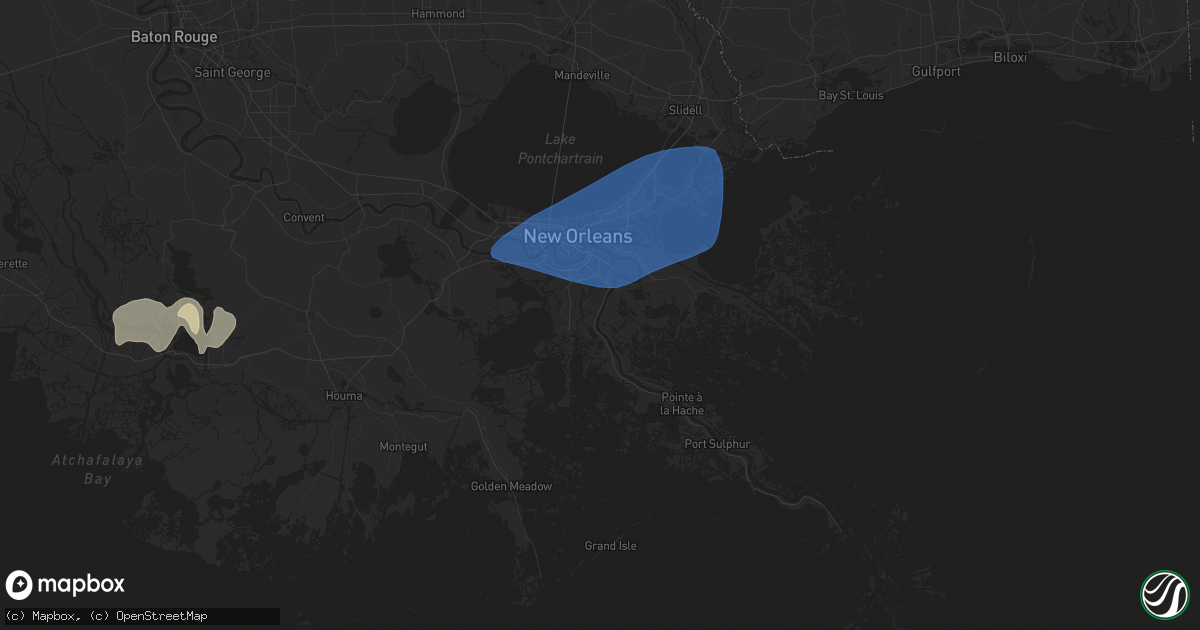 Hail map in Belle Chasse, LA on May 7, 2025