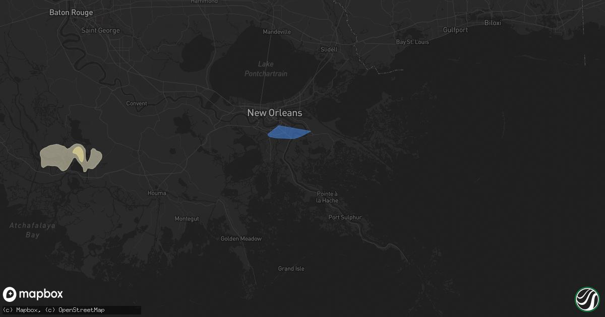 Hail map in Braithwaite, LA on May 7, 2025