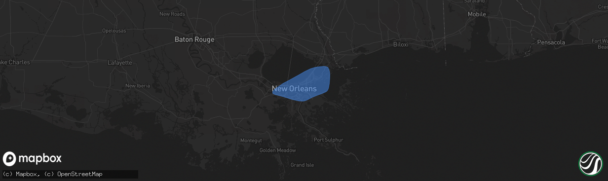 Hail map in Chalmette, LA on May 7, 2025