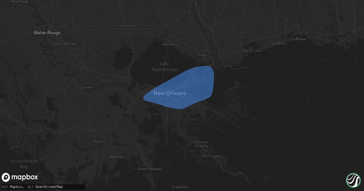 Hail map in Chalmette, LA on May 7, 2025