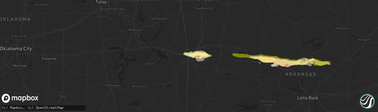 Hail map in Fort Smith, AR on May 7, 2025
