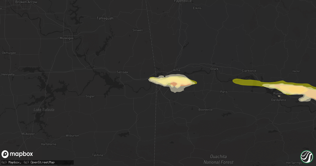 Hail map in Fort Smith, AR on May 7, 2025