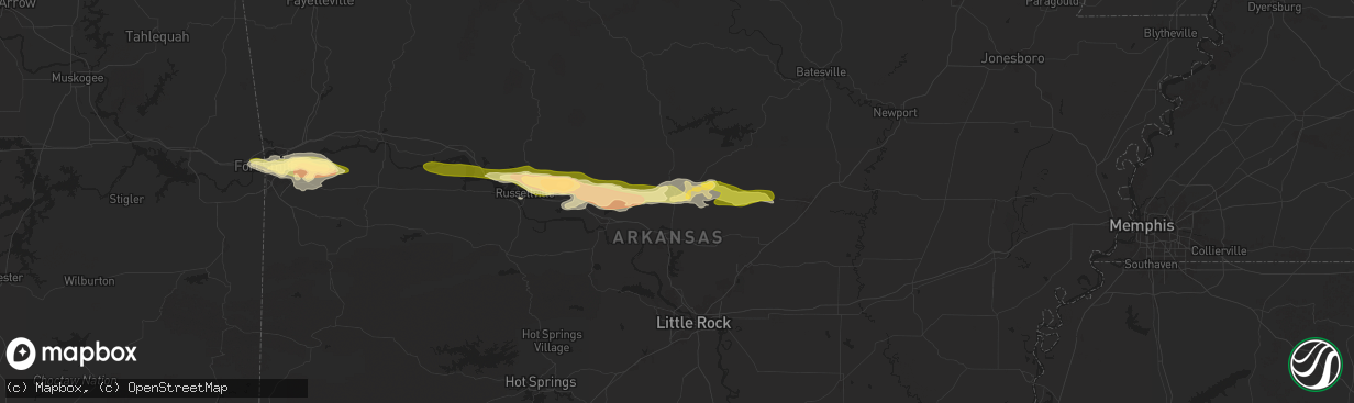 Hail map in Greenbrier, AR on May 7, 2025