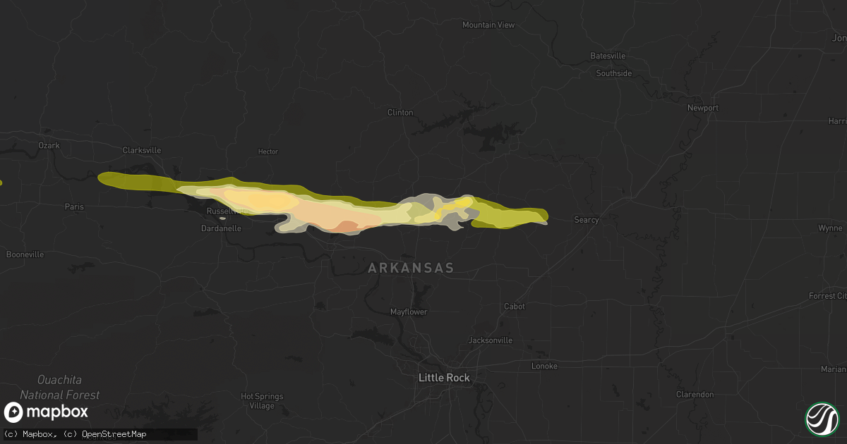Hail map in Greenbrier, AR on May 7, 2025