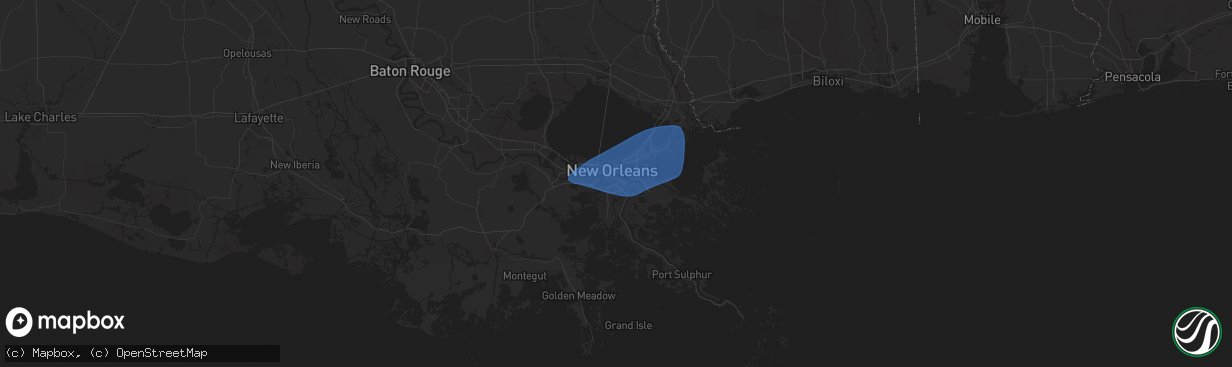 Hail map in Gretna, LA on May 7, 2025