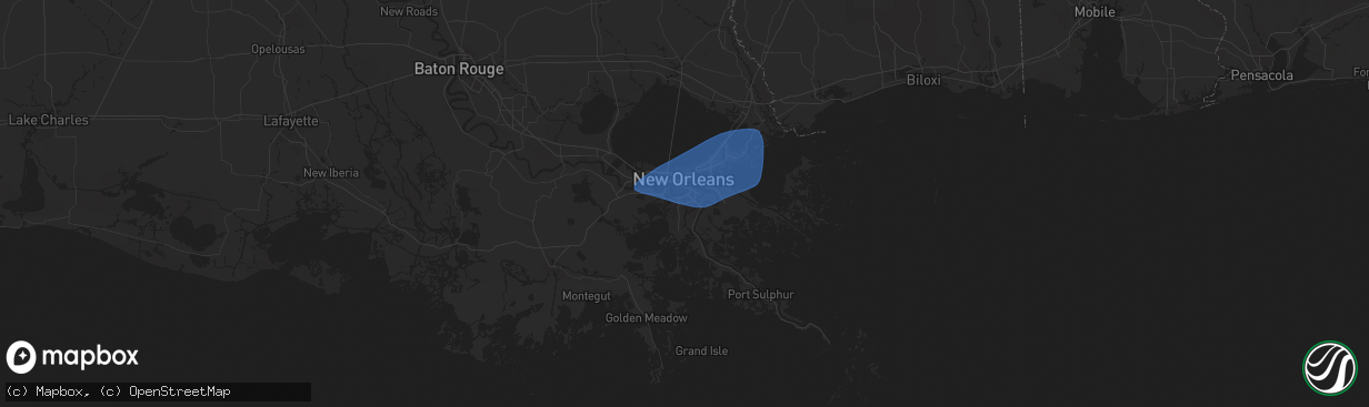 Hail map in Harvey, LA on May 7, 2025