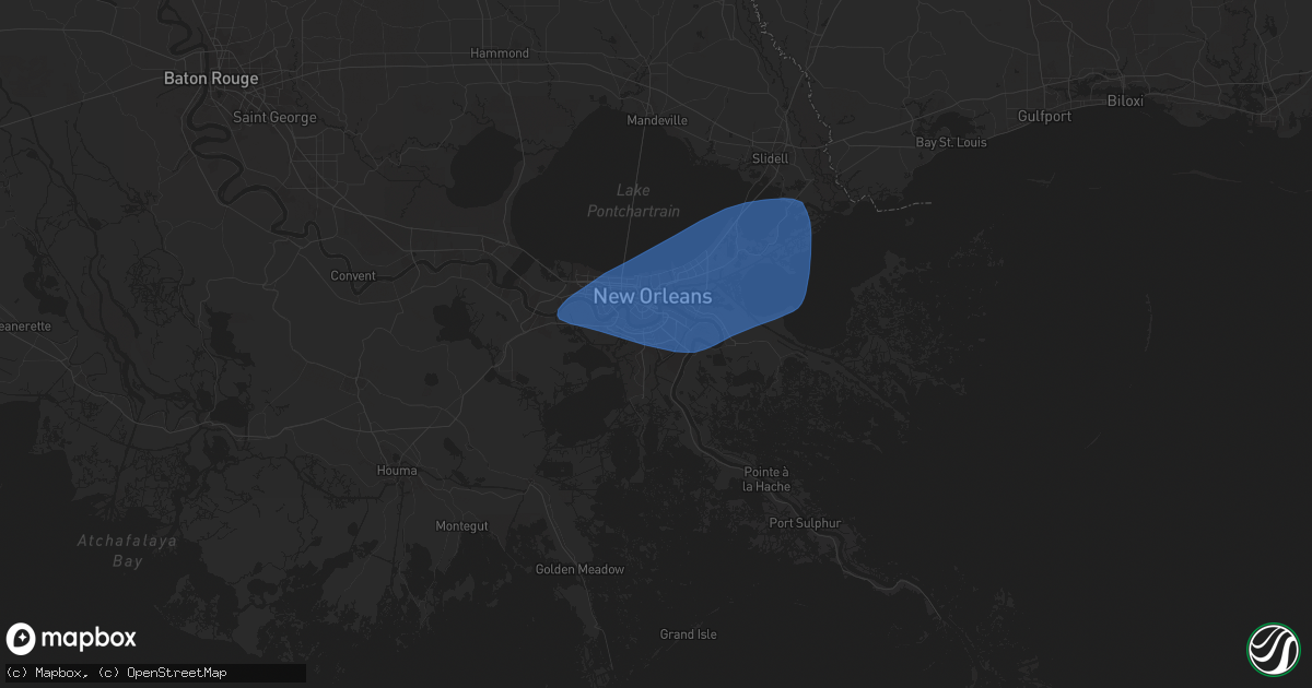 Hail map in Harvey, LA on May 7, 2025