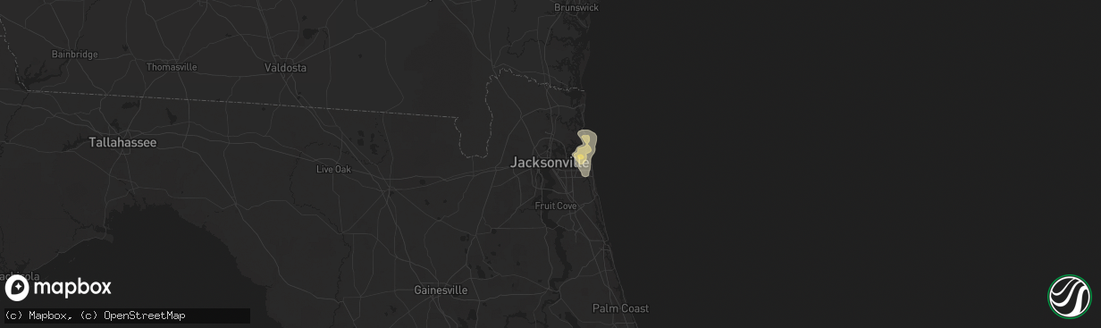 Hail map in Jacksonville, FL on May 7, 2025
