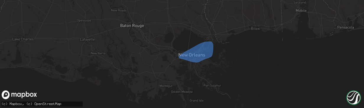 Hail map in Kenner, LA on May 7, 2025