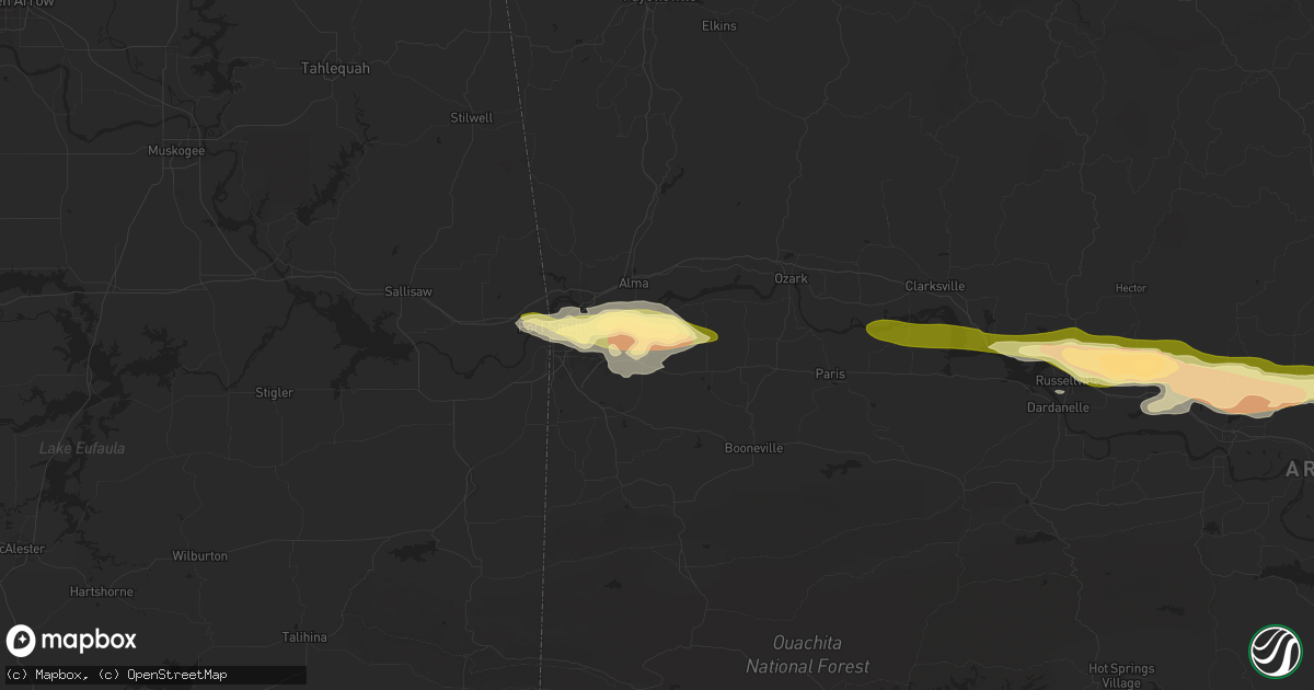 Hail map in Lavaca, AR on May 7, 2025