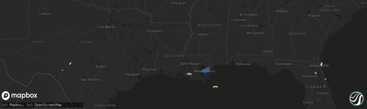 Hail map in Louisiana on May 7, 2025