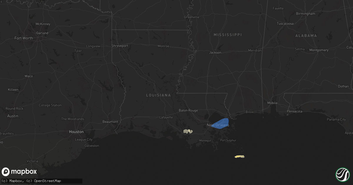 Hail map in Louisiana on May 7, 2025
