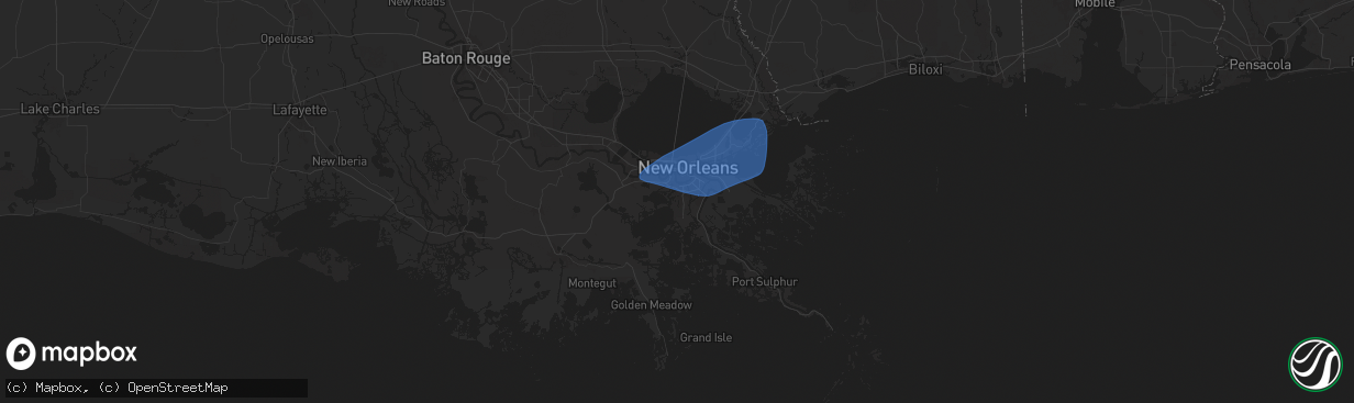 Hail map in Marrero, LA on May 7, 2025