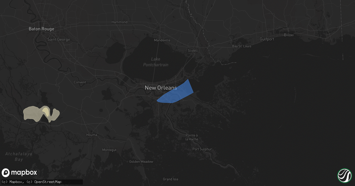 Hail map in Meraux, LA on May 7, 2025