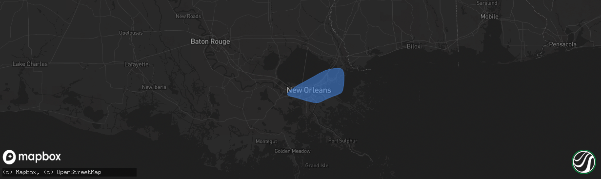 Hail map in Metairie, LA on May 7, 2025