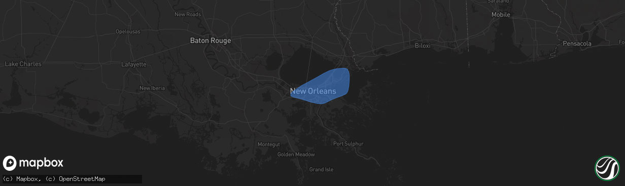 Hail map in New Orleans, LA on May 7, 2025