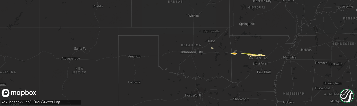 Hail map in Oklahoma on May 7, 2025