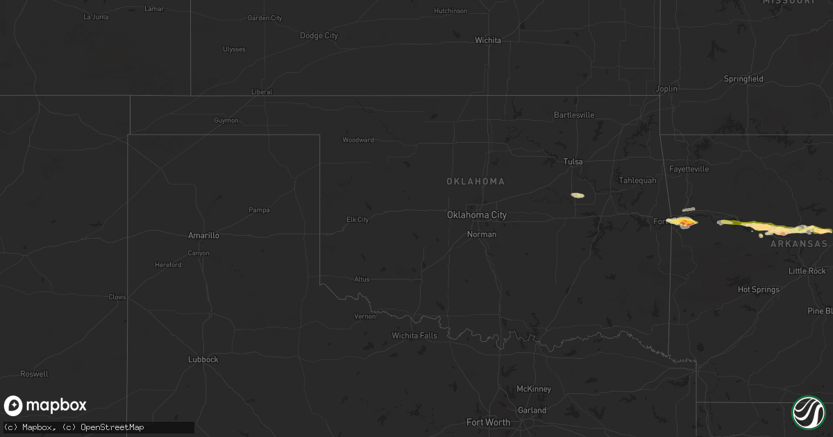 Hail map in Oklahoma on May 7, 2025
