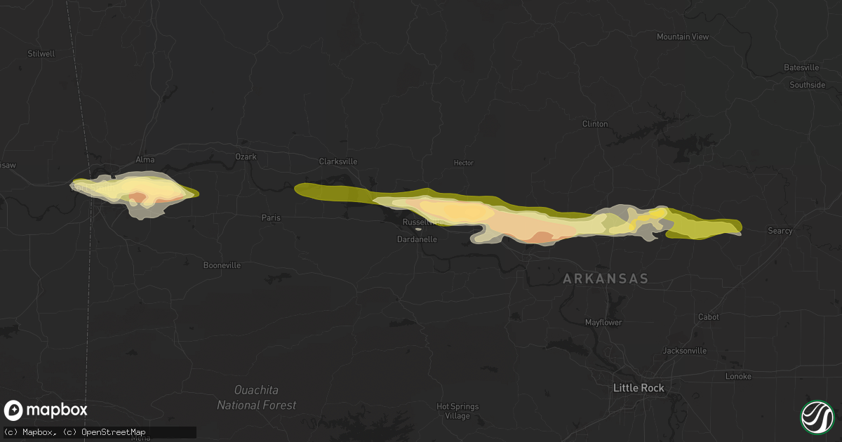 Hail map in Russellville, AR on May 7, 2025