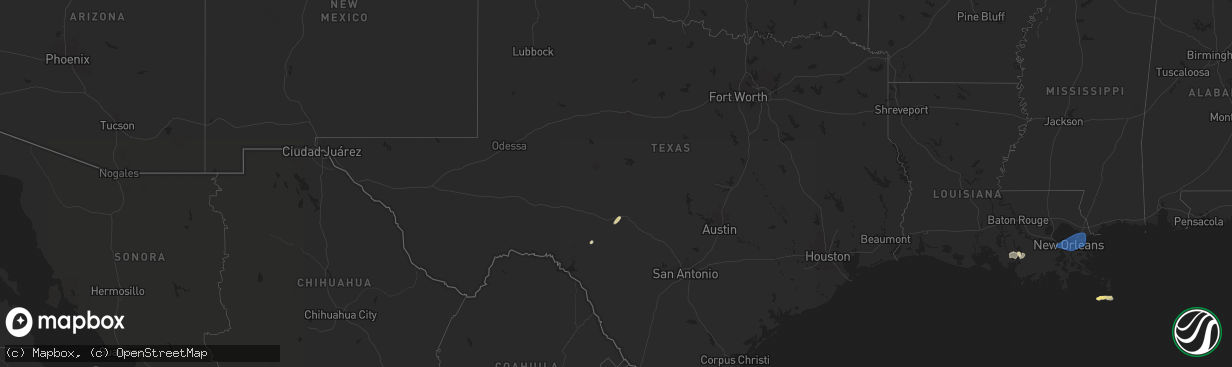 Hail map in Texas on May 7, 2025