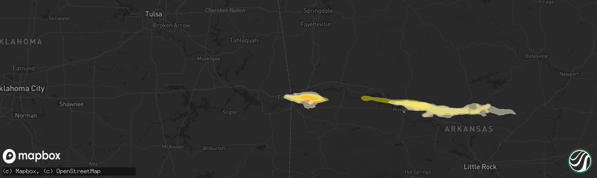 Hail map in Van Buren, AR on May 7, 2025