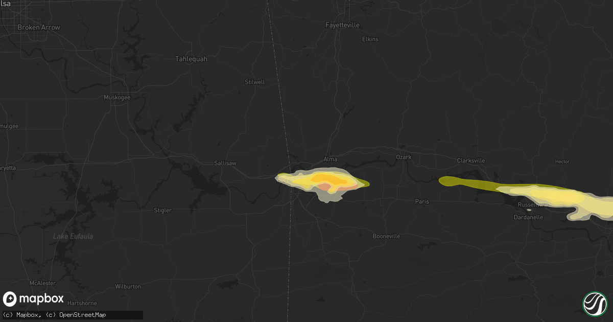 Hail map in Van Buren, AR on May 7, 2025