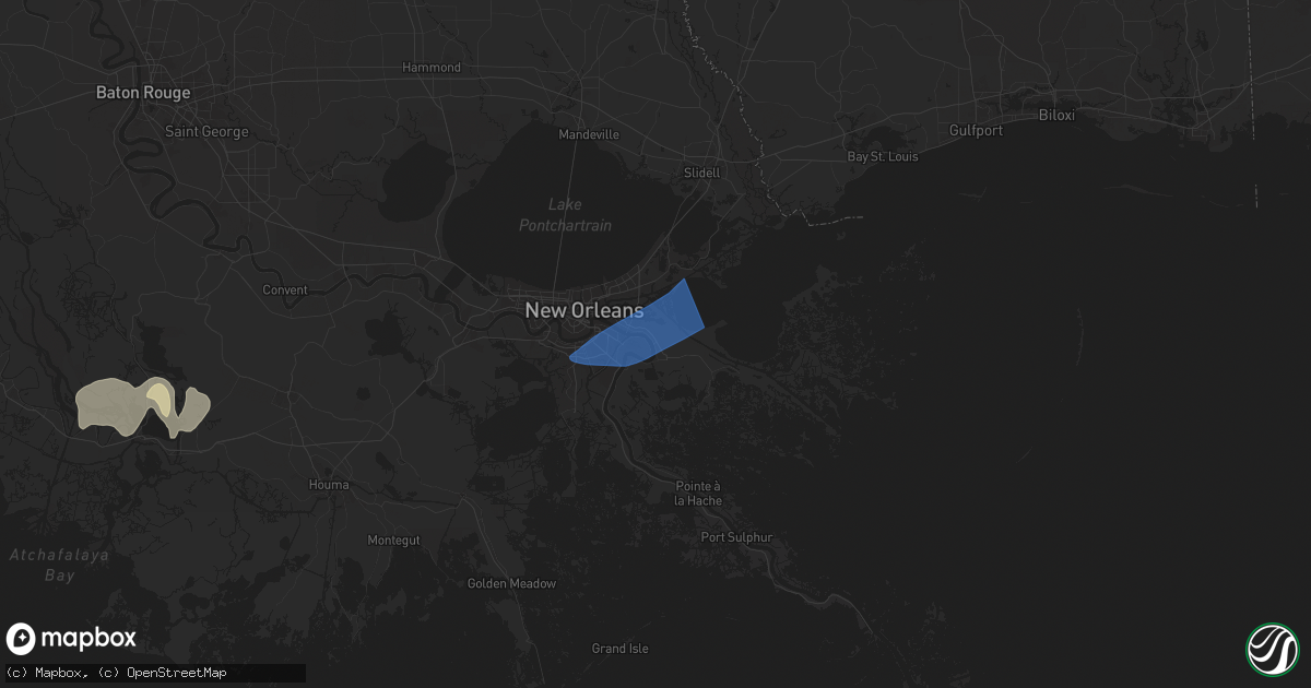 Hail map in Violet, LA on May 7, 2025