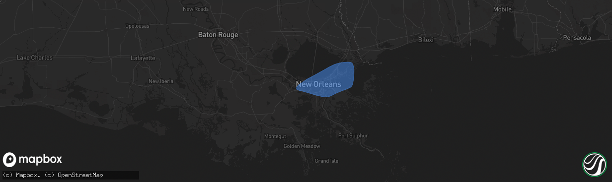 Hail map in Westwego, LA on May 7, 2025