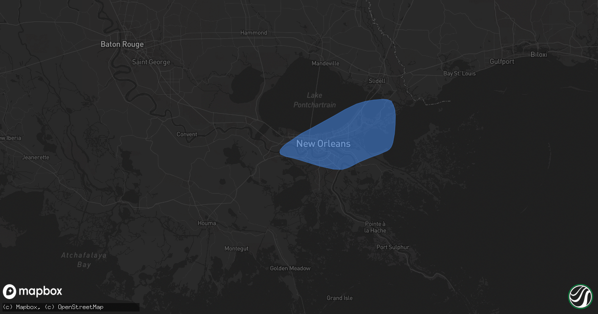 Hail map in Westwego, LA on May 7, 2025