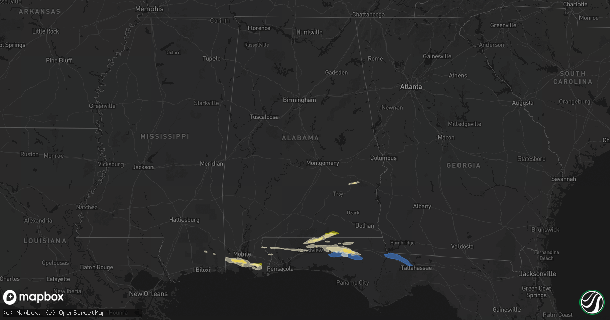Hail map in Alabama on May 7, 2026