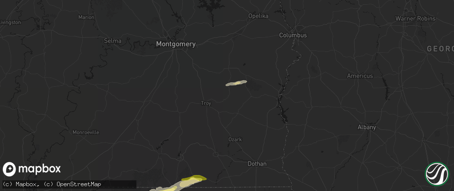 Hail map in Banks, AL on May 7, 2026