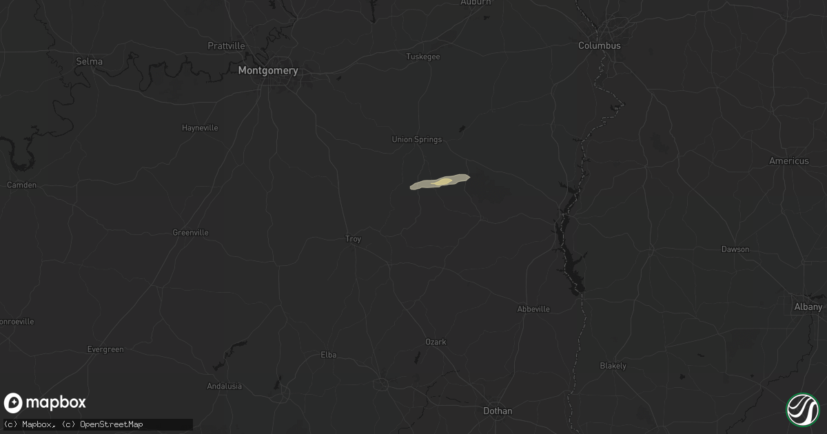 Hail map in Banks, AL on May 7, 2026