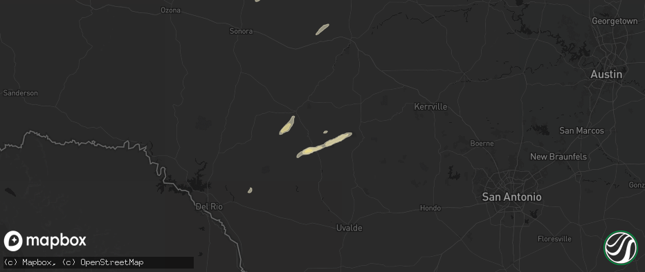 Hail map in Barksdale, TX on May 7, 2026