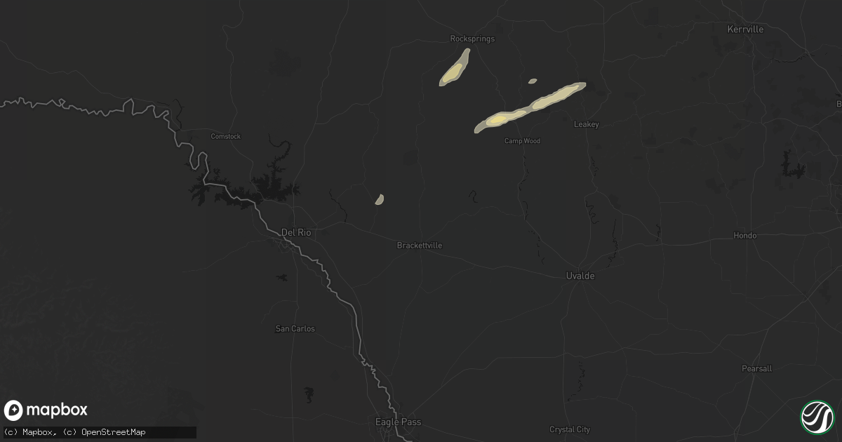 Hail map in Brackettville, TX on May 7, 2026