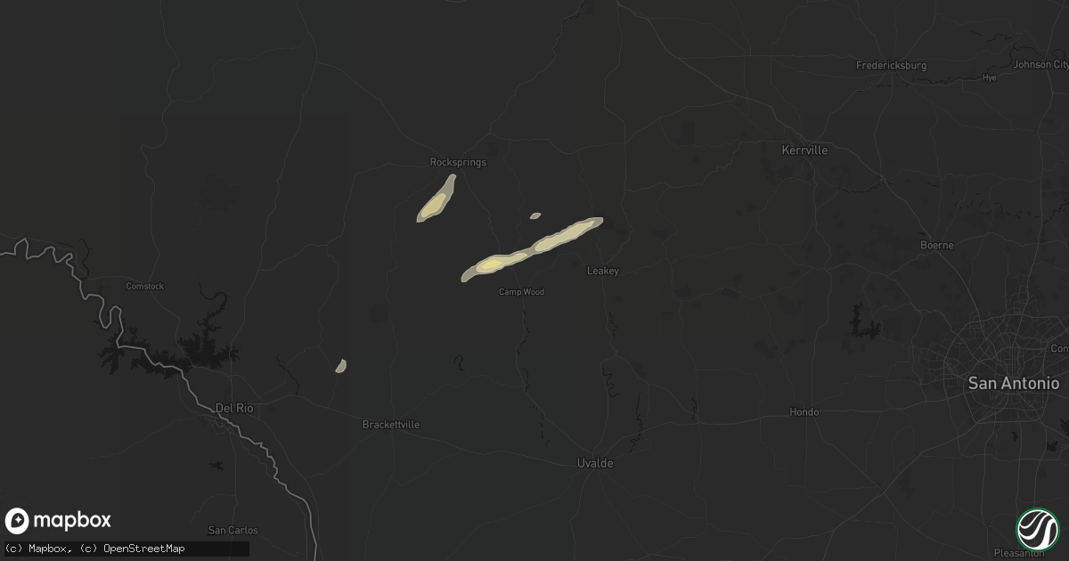 Hail map in Camp Wood, TX on May 7, 2026