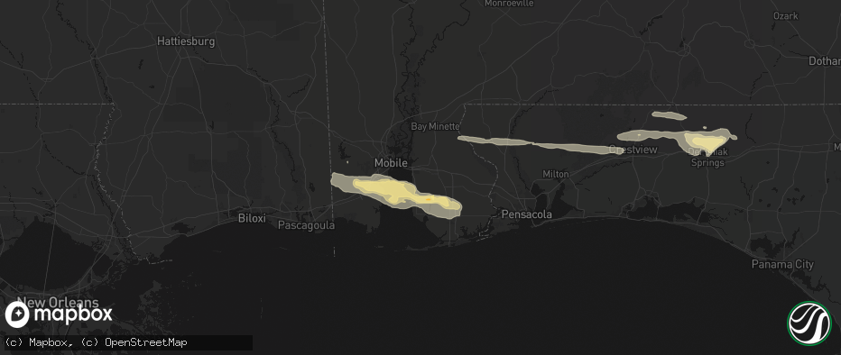 Hail map in Daphne, AL on May 7, 2026