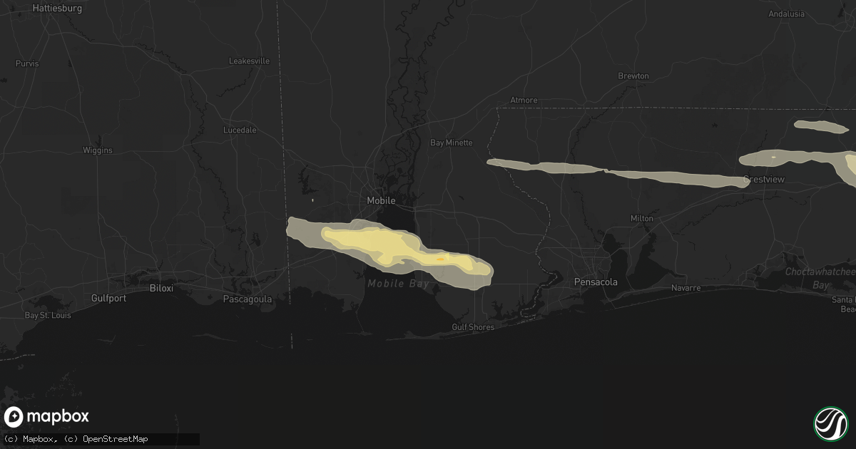 Hail map in Daphne, AL on May 7, 2026