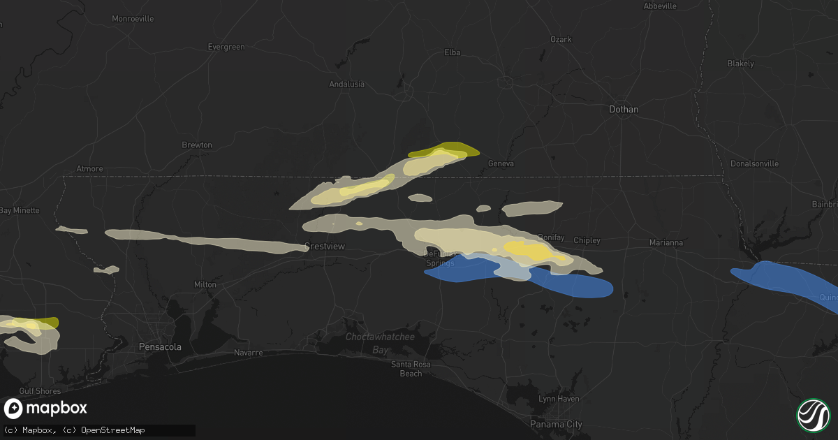 Hail map in Defuniak Springs, FL on May 7, 2026