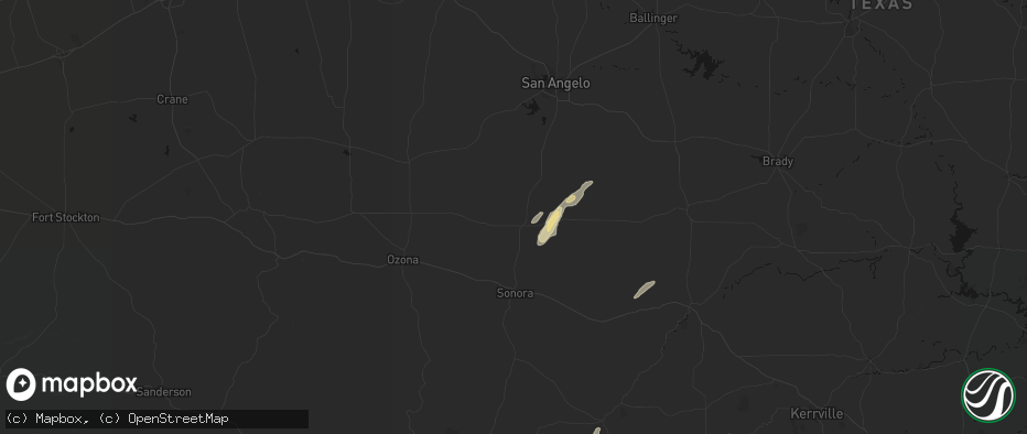 Hail map in Eldorado, TX on May 7, 2026