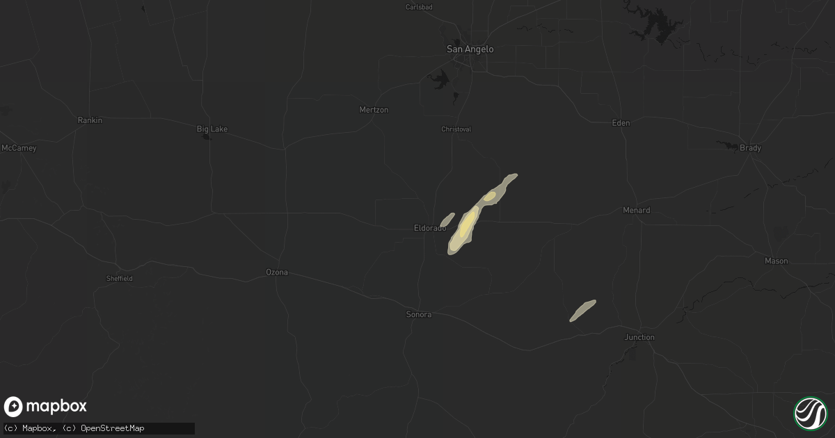 Hail map in Eldorado, TX on May 7, 2026