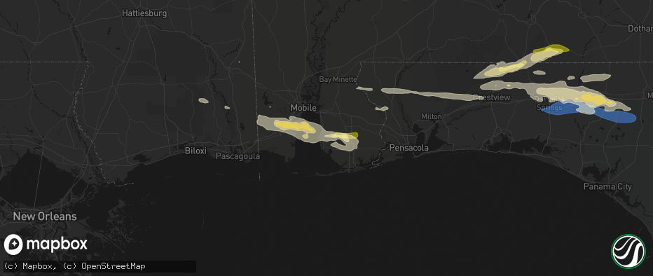 Hail map in Fairhope, AL on May 7, 2026