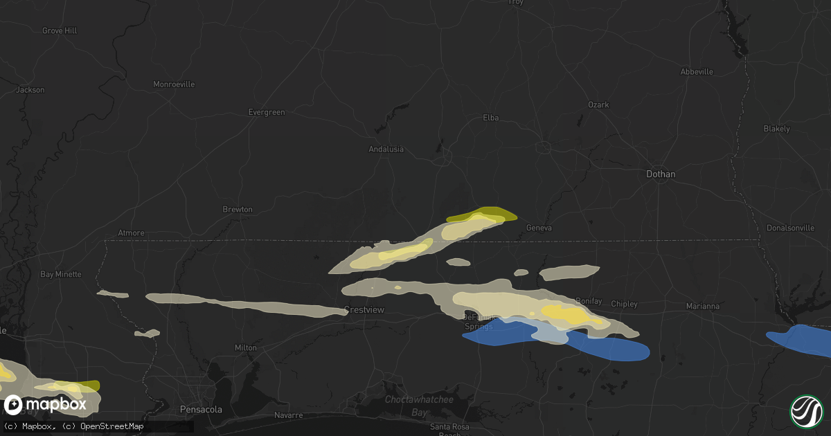 Hail map in Florala, AL on May 7, 2026