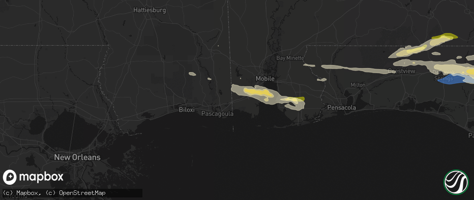 Hail map in Grand Bay, AL on May 7, 2026