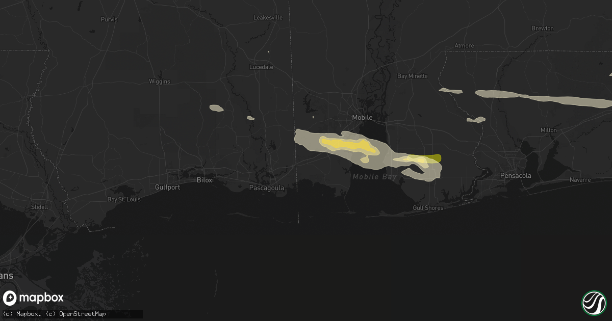 Hail map in Grand Bay, AL on May 7, 2026